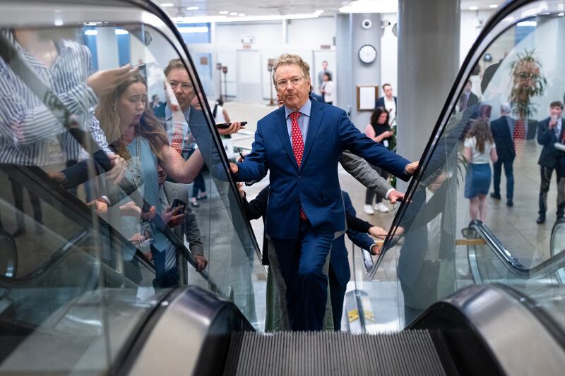 Sen. Rand Paul arriving for a vote at the U.S. Capitol on June 4 as he continues to lead the GOP charge against Trump's "big, beautiful bill" despite the president putting him on blast.