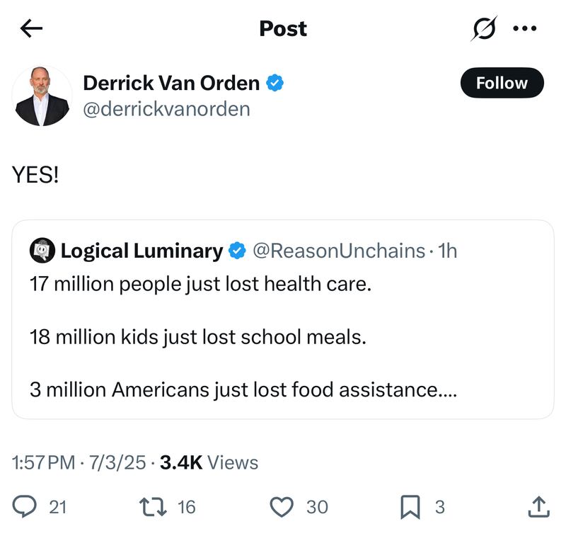 Van Orden's now-deleted post on X.