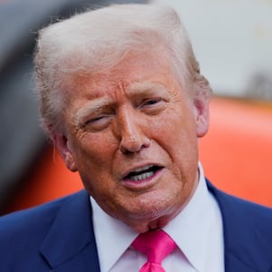 U.S. President Donald Trump speaks to the media during a tour of the Federal Reserve Board building, which is currently undergoing renovations, in Washington, D.C., U.S., July 24, 2025.