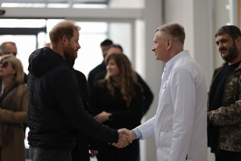 Prince Harry, Duke of Sussex visited the Superhumans Center in Lviv, Ukraine