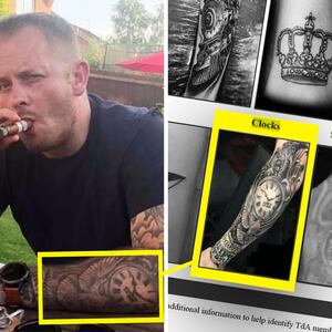 Pete Belton with a clock tattoo, which was identified by ICE as a possible gang tattoo