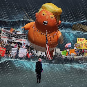 Donald Trump is getting rain and protests for his birthday.