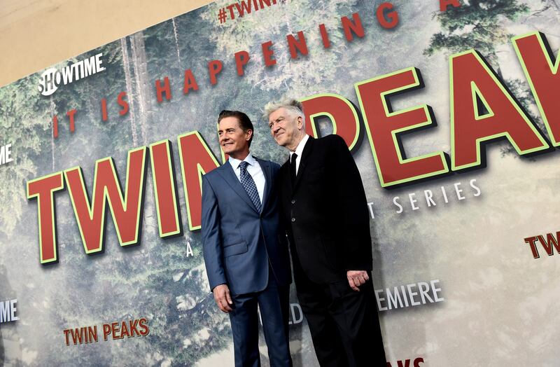 Kyle MacLachlan (L) and David Lynch attend the premiere Twin Peaks: The Return in 2017.