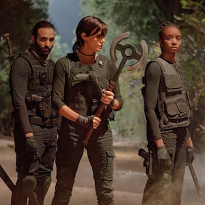 Henry Golding as Tuah, Luca Marinelli as Nicky, Marwan Kenzari as Joe, Charlize Theron as Andy and KiKi Layne as Nile