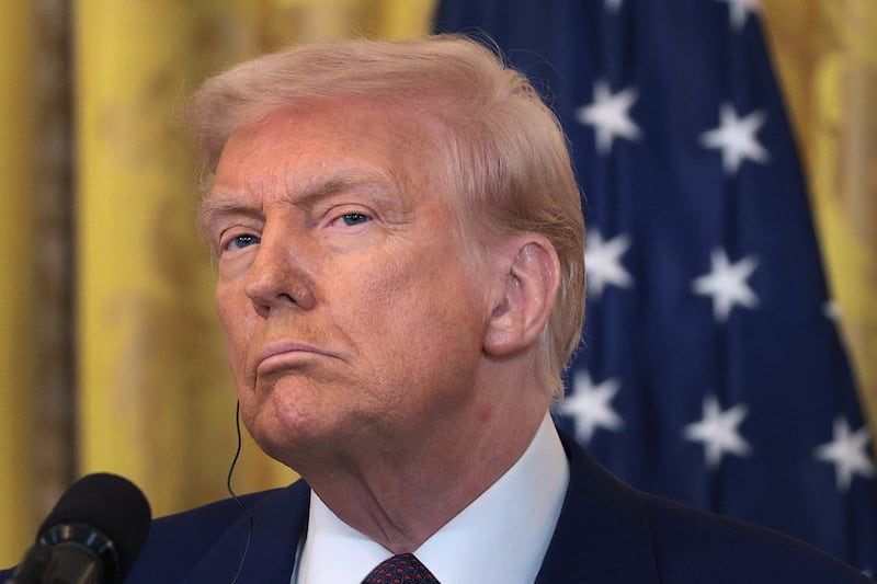 WASHINGTON, DC - FEBRUARY 13: U.S. President Donald Trump listens as Indian Prime Minister Narendra Modi speaks during a joint press conference in the East Room at the White House on February 13, 2025 in Washington, DC. Prime Minister Modi is meeting with President Trump to discuss tariffs and trade relations in the wake of President Trump’s announcement on implementing reciprocal tariffs.   (Photo by Alex Wong/Getty Images)