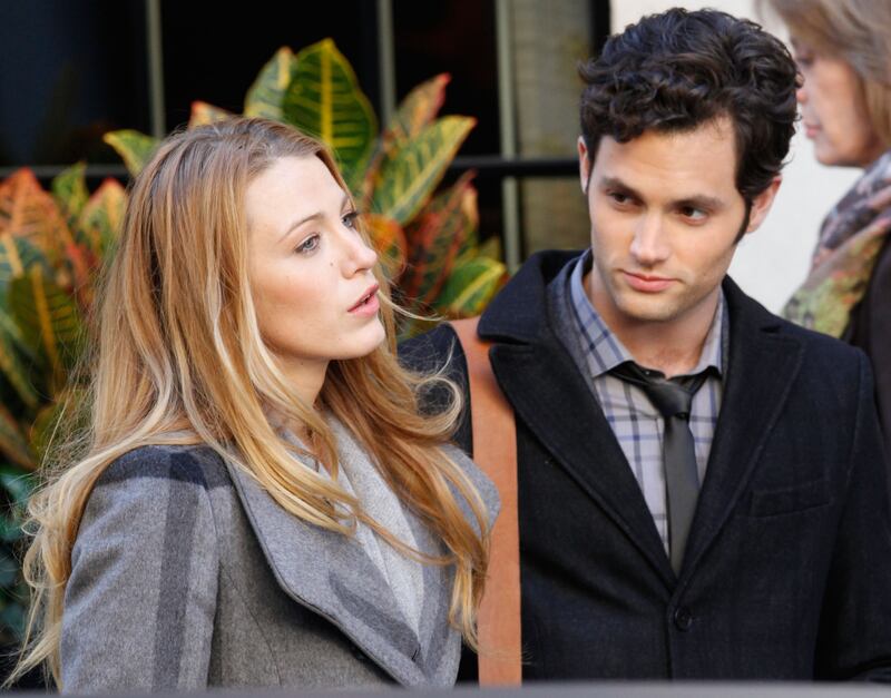 Blake Lively and Penn Badgley were spotted on set together in November 2010, shortly after the two broke up in October.