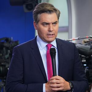 CNN chief White House correspondent Jim Acosta is seen before a briefing by White House Press Secretary Sarah Sanders in the Brady Briefing Room of the White House in Washington, DC on  October 3, 2018. (Photo by MANDEL NGAN / AFP) (Photo by MANDEL NGAN/AFP via Getty Images)