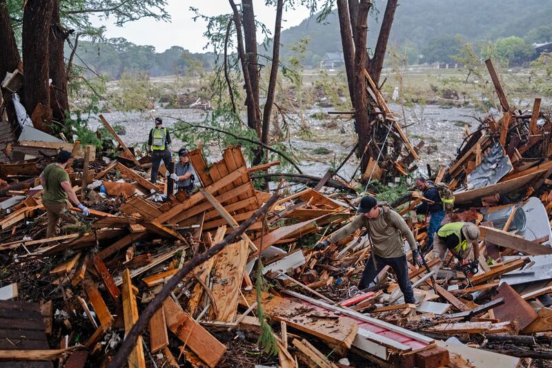 Destruction after the flooding in Central Texas.