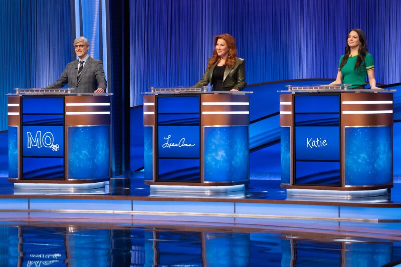 Photo still of Mo Rocca, Lisa Ann Walter and Katie Nolan on Celebrity Jeopardy!