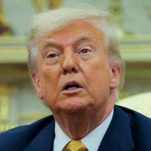 WASHINGTON, DC - JULY 16: U.S. President Donald Trump speaks to reporters during a meeting with Crown Prince of Bahrain Salman bin Hamad Al Khalifa in the Oval Office of the White House on July 16, 2025, in Washington, D.C. Trump is scheduled to hold a bilateral meeting and working lunch with the Crown Prince during the visit. (Photo by Anna Moneymaker/Getty Images)