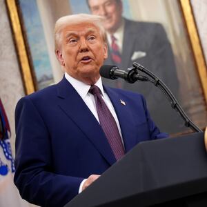 WASHINGTON, DC - FEBRUARY 13: U.S. President Donald Trump speaks alongside Robert F. Kennedy Jr. before Kennedy is sworn in as Secretary of Health and Human Services in the Oval Office at the White House on February 13, 2025 in Washington, DC. Kennedy, who faced criticism for his past comments on vaccine, was confirmed by the Senate 52 to 48. Former Senate Republican Leader Mitch McConnell (R-KY) was the only Republican to vote against him.  (Photo by Andrew Harnik/Getty Images)