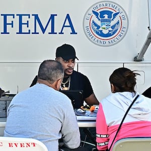 FEMA workers at a recovery center