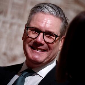 Prime Minister Keir Starmer arrives for a meeting with business leaders on January 28, 2025 in London, England.