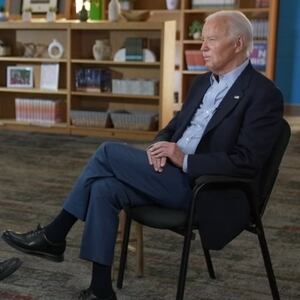 President Joe Biden sits with George Stephanopoulos.
