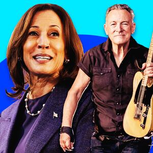 A photo illustration of Kamala Harris and Bruce Springsteen.
