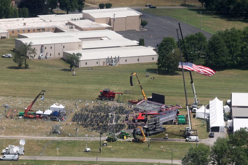 Aerial view of Donald Trump’s rally site in Butler.