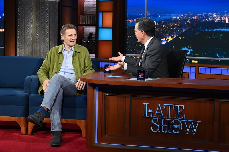 Liam Neeson revealed to Stephen Colbert that he had never used an intimacy coordinator before filming "The Naked Gun."