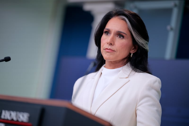 White House Director of National Intelligence Tulsi Gabbard talks to reporters in the Brady Press Briefing Room at the White House on July 23, 2025 in Washington,