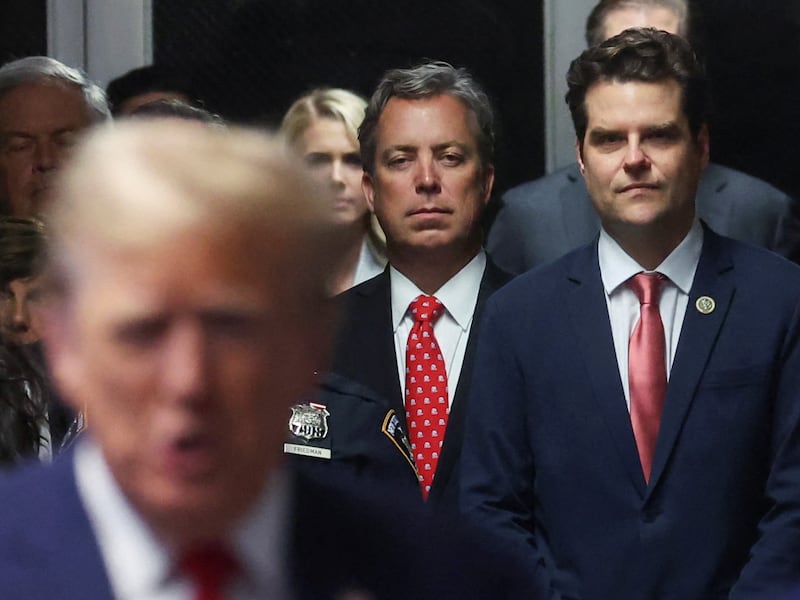 Andy Ogles and Matt Gaetz show Trump support during his hush money trial.