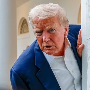 U.S. President Donald Trump speaks to press near the Rose Garden after returning to the White House the White House, on July 29, 2025, in Washington D.C., after returning from a five-day trip to Scotland. Trump visited his golf resorts in Turnberry and Aberdeenshire and held meetings with British and EU officials. (Photo by Mehmet Eser / Middle East Images via AFP) (Photo by MEHMET ESER/Middle East Images/AFP via Getty Images)