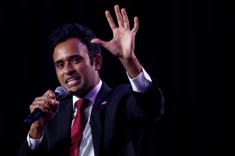 Republican presidential candidate and former biotech executive Vivek Ramaswamy addresses the Pray Vote Stand Summit.