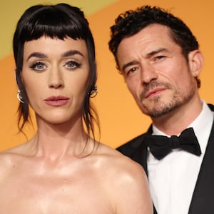Katy Perry and Orlando Bloom pose together.