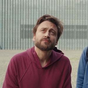 Photo still of Kieran Culkin and Jesse Eisenberg in A Real Pain 