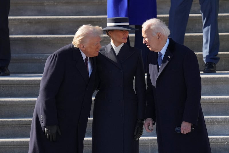 Happier times - President Donald Trump,  First lady Melania Trump Joe Biden in January 2025.