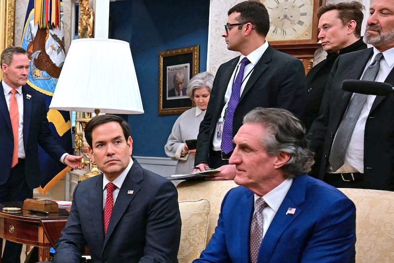 The ‘New York Post’ cover displayed outside Trump’s Oval Office.