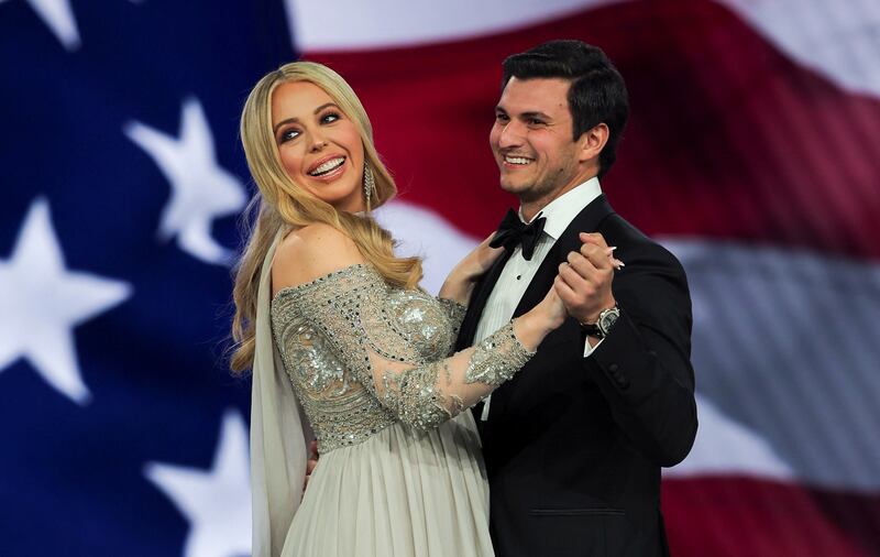 Tiffany Trump and Michael Boulos dance at Monday’s ball.