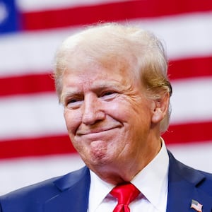 BOZEMAN, MONTANA - AUGUST 09: Republican presidential nominee, former U.S. President Donald Trump walks toward the stage to speak at a rally at the Brick Breeden Fieldhouse at Montana State University on August 9, 2024 in Bozeman, Montana.