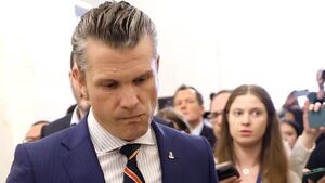 WASHINGTON, DC - NOVEMBER 21: President-elect Donald Trump's nominee to be Secretary of Defense Pete Hegseth leaves the Russell Senate Office Building on November 21, 2024 in Washington, DC. Hegseth was on Capitol Hill meeting with Senators to discuss his nomination and qualifications. (Photo by Kevin Dietsch/Getty Images)