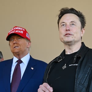 Elon Musk and Donald Trump watch a SpaceX test launch in Texas which ended with an attempted booster catch being called off.