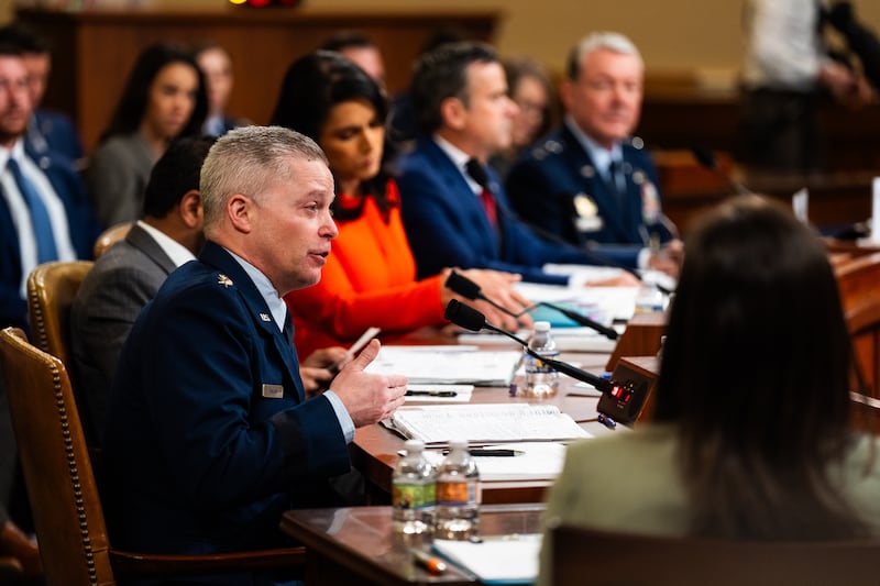 General Timothy Haugh speaks during a House Intelligence Committee hearing on Capitol Hill in Washington, DC on Wednesday March 26, 2025.