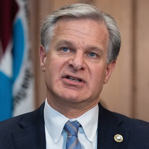 FBI Director Christopher Wray delivers opening remarks at a meeting of the Justice Department's Election Threats Task Force in Washington D.C., United States on September 4, 2024.