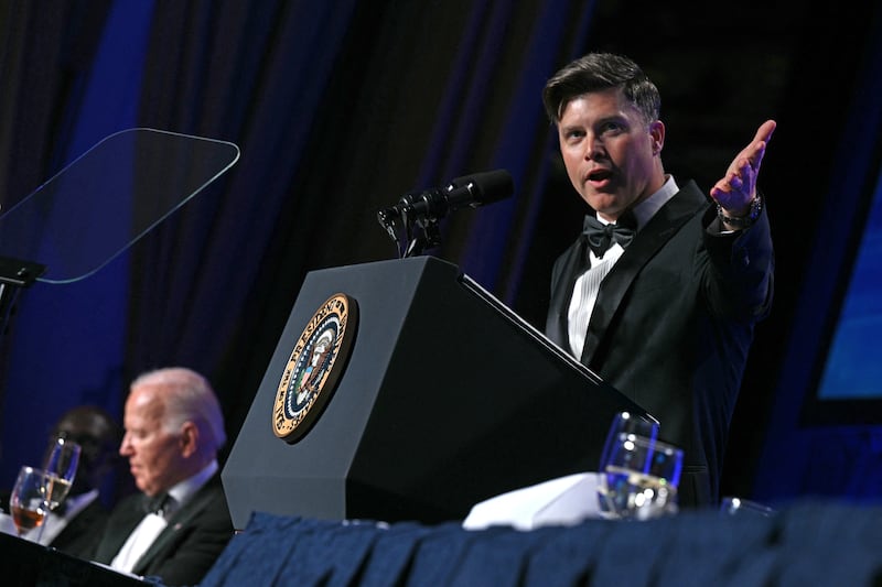 Joe Biden and Colin Jost.