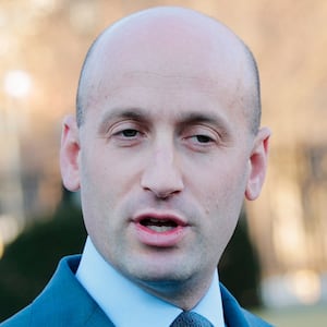 Stephen Miller speaks to reporters outside of the White House in March 2025.