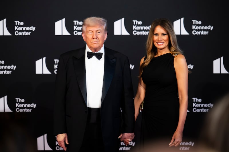 Trump and First Lady Melania Trump arrive for a showing of Les Misérables at the Kennedy Center in June.