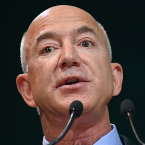 Amazon CEO Jeff Bezos speaks during an Action on Forests and Land Use event on day three of COP26 at SECC on November 2, 2021 in Glasgow, United Kingdom. 2021 sees the 26th United Nations Climate Change Conference. The conference will run from 31 October for two weeks, finishing on 12 November. It was meant to take place in 2020 but was delayed due to the Covid-19 pandemic.