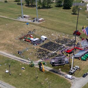 An aerial view of Trump's rally site after the assassination attempt 