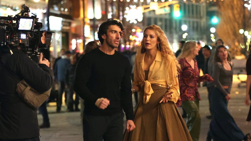 Justin Baldoni and Blake Lively on the set of 'It Ends with Us' in January 2024.