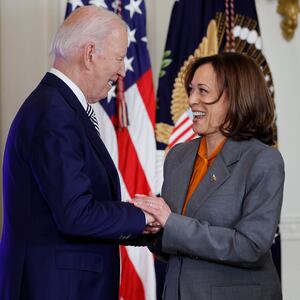 Joe Biden and Kamala Harris at the White House in 2023. 