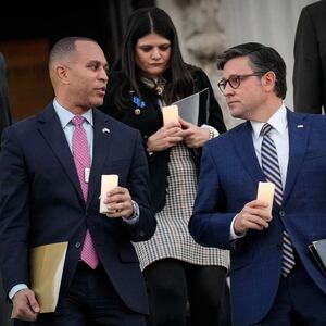 House Minority Leader Hakeem Jeffries (D-NY) and U.S. Speaker of the House Mike Johnson.
