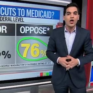 Harry Enten presenting Medicaid polling data on CNN.