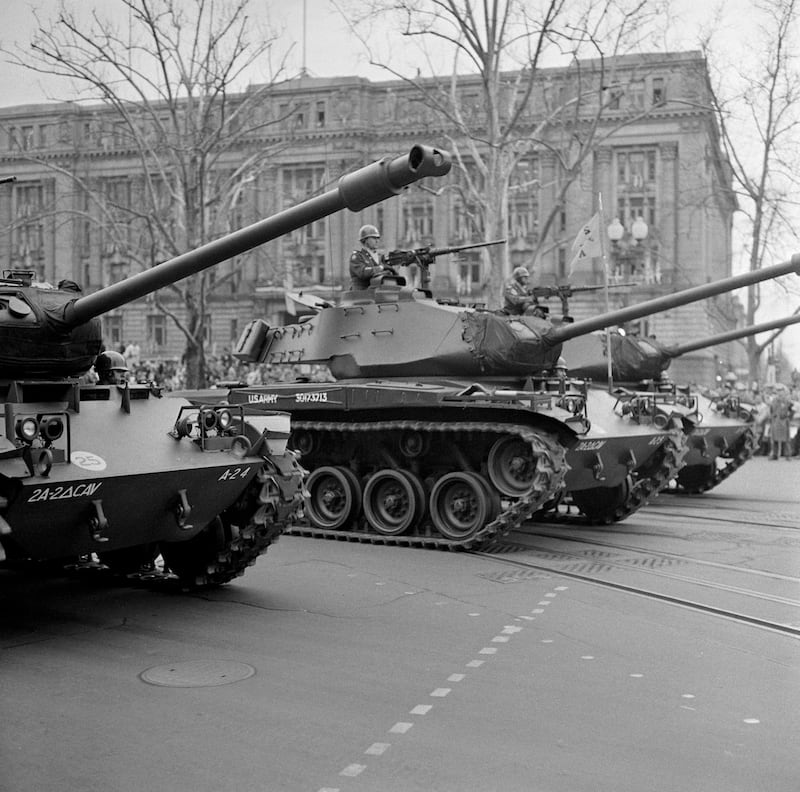 Army Tanks in Washington during President Dwight D. Eisenhower's Inauguration Parade, January 21, 1957.