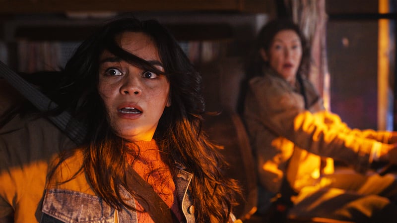 Rya Kihlstedt and Kaitlyn Santa Juana in "Final Destination: Bloodlines."