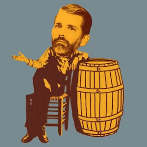 Donald Trump Jr.'s head on top of the old Cracker Barrel logo