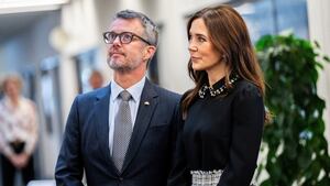 Crown Prince Frederik and Crown Princess Mary of Denmark look on during their visit at the University of Copenhagen, Denmark, November 7, 2023.