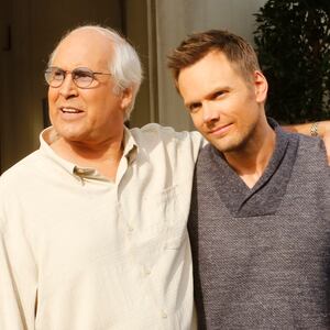Chevy Chase as Pierce, Joel McHale as Jeff Winger. 