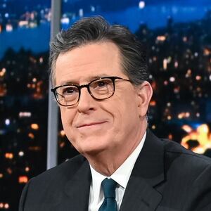 Kamala Harris and Stephen Colbert.